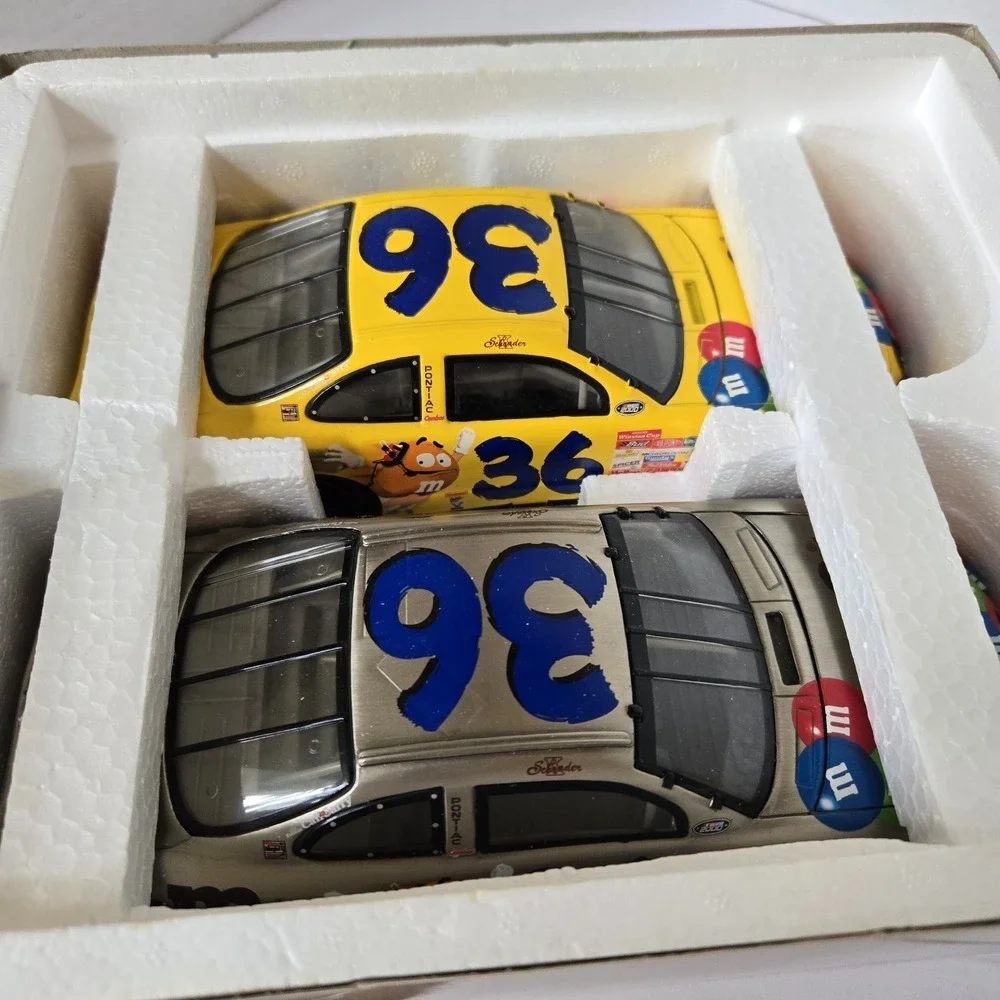 Ken Schrader 2000 M&M's Chrome Brushed Metal 2 Car Set 1/24 Scale Nascar Diecast